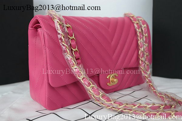 Chanel 2.55 Series Flap Bag Lambskin Chevron Leather A1112CF Rose