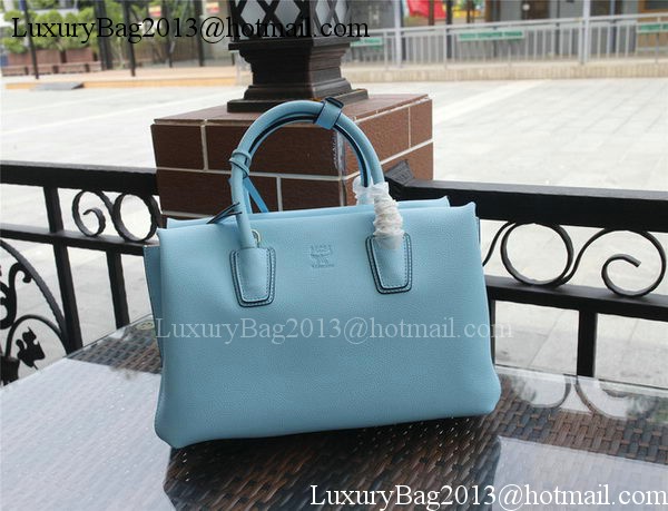 MCM Milla Tote Bag Calfskin Leather MCM1180 Light Blue