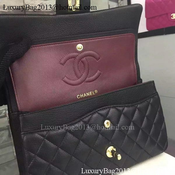 Chanel 2.55 Series Flap Bag Deerskin Leather A1112 Black