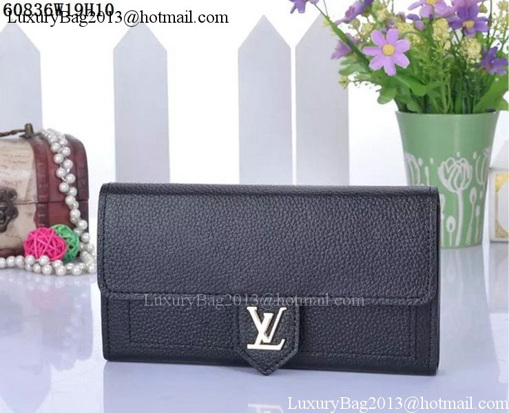 Louis Vuitton Soft Calf Leather LOCKME WALLET M60861 Black