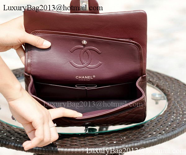 Chanel 2.55 Series Flap Bag Burgundy Sheepskin Leather A37586 Silver