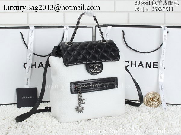 Chanel Sheepskin Leather Backpack A6036 Black&White