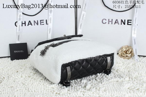 Chanel Sheepskin Leather Backpack A6036 Black&White