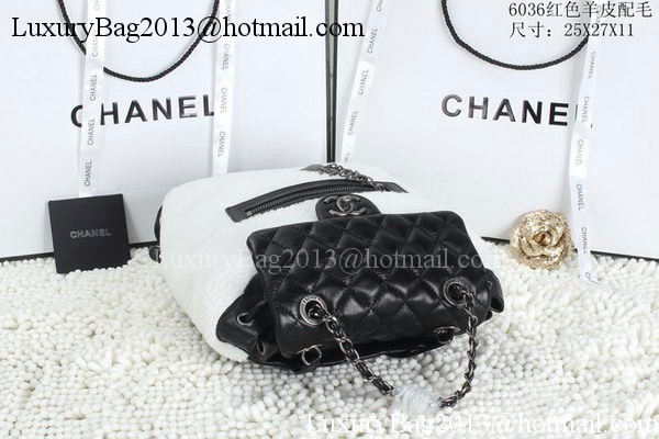 Chanel Sheepskin Leather Backpack A6036 Black&White