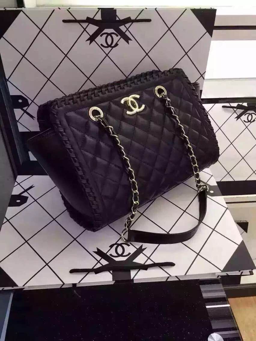 Chanel Shopper Bag Calfskin Leather A96300 Black