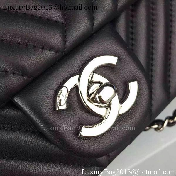 Chanel 2.55 Series Flap Bag Lambskin Chevron Leather A4270 Black