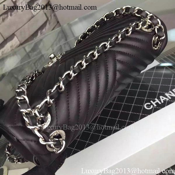 Chanel 2.55 Series Flap Bag Lambskin Chevron Leather A4270 Black