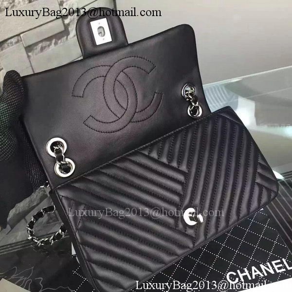 Chanel 2.55 Series Flap Bag Lambskin Chevron Leather A4270 Black