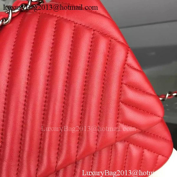 Chanel 2.55 Series Flap Bag Lambskin Chevron Leather A4270 Red