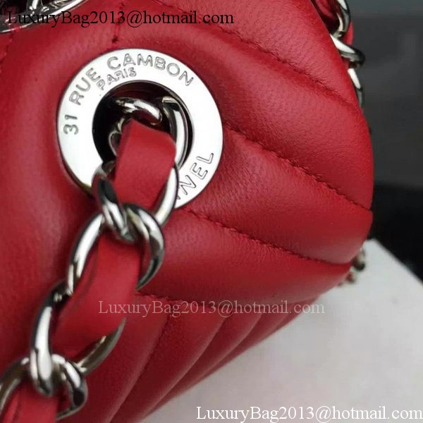 Chanel 2.55 Series Flap Bag Lambskin Chevron Leather A4270 Red