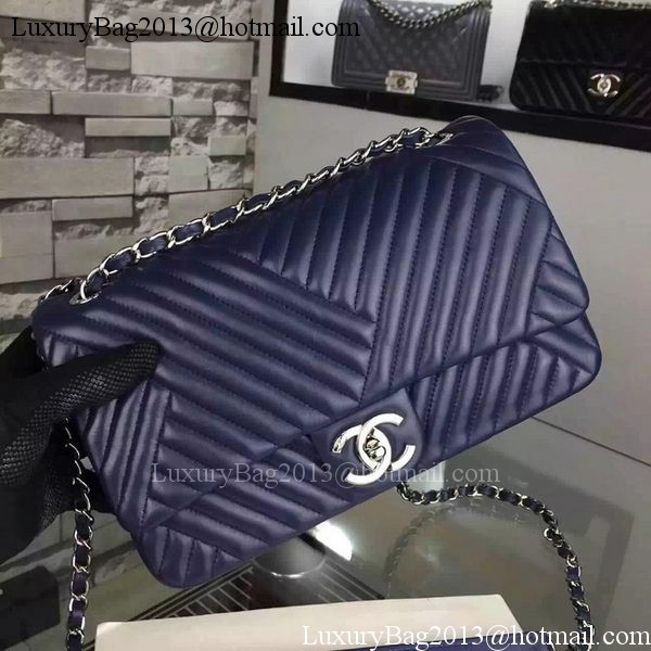 Chanel 2.55 Series Flap Bag Lambskin Chevron Leather A4270 Royal