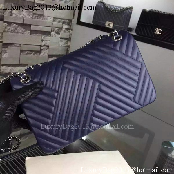 Chanel 2.55 Series Flap Bag Lambskin Chevron Leather A4270 Royal