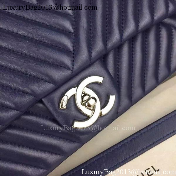Chanel 2.55 Series Flap Bag Lambskin Chevron Leather A4270 Royal