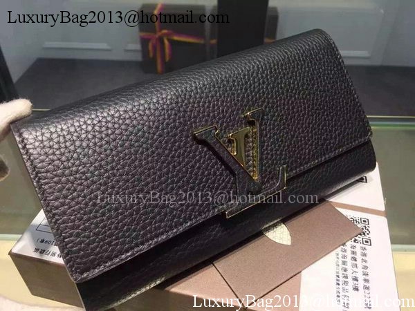 Louis Vuitton Litchi Leather LOUISE WALLET M60766 Black