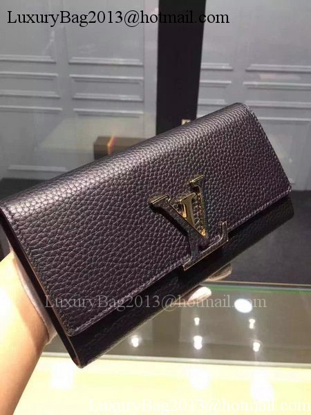 Louis Vuitton Litchi Leather LOUISE WALLET M60766 Black