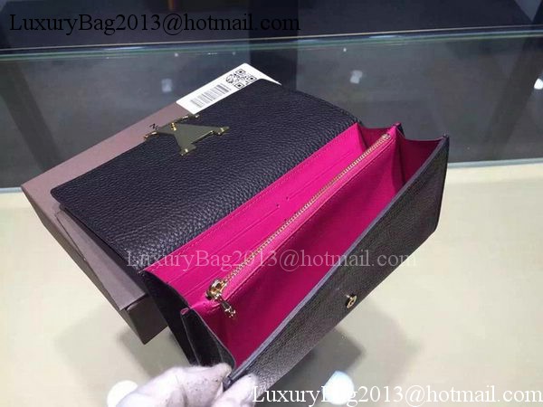 Louis Vuitton Litchi Leather LOUISE WALLET M60766 Black
