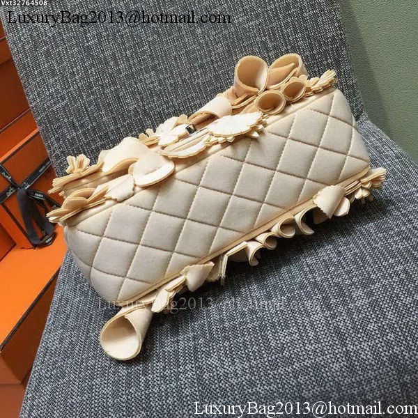 Chanel 2.55 Series Camellia Flap Bag Sheepskin Leather A0921 Apricot