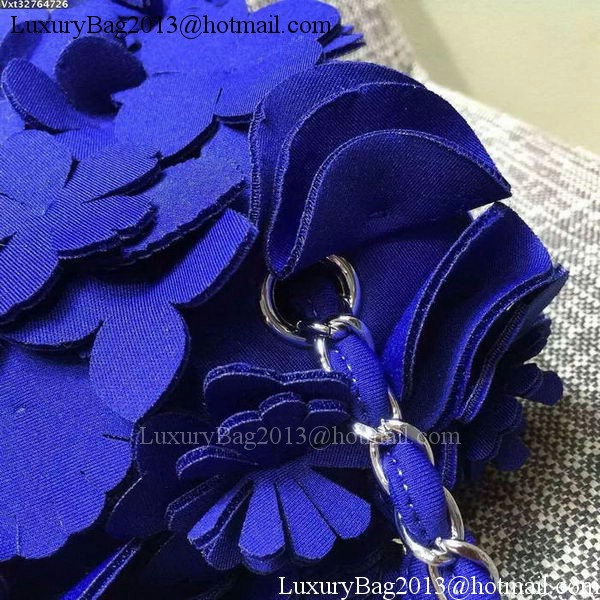 Chanel 2.55 Series Camellia Flap Bag Sheepskin Leather A0921 Blue