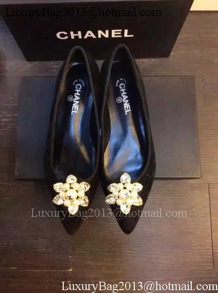 Chanel Ballerina Flat Suede Leather CH1464 Black