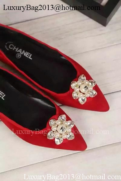 Chanel Ballerina Flat Suede Leather CH1464 Red