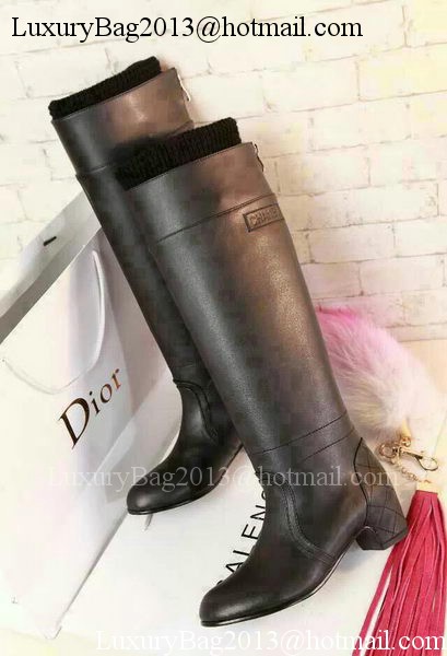 Chanel Leather Knee Boots CH1473 Black
