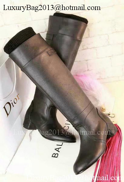 Chanel Leather Knee Boots CH1473 Black