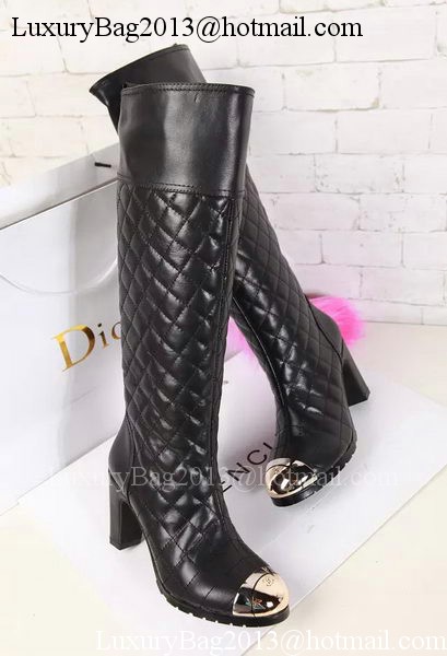 Chanel Leather Knee Boots CH1475 Black