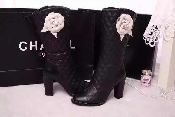 Chanel Leather Knee Boots CH1479 Black