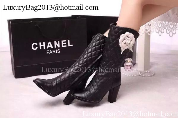 Chanel Leather Knee Boots CH1479 Black