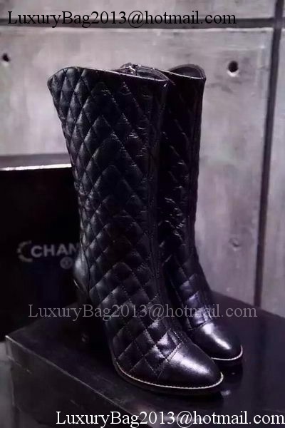 Chanel Leather Knee Boots CH1480 Black