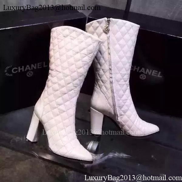 Chanel Leather Knee Boots CH1480 OffWhite