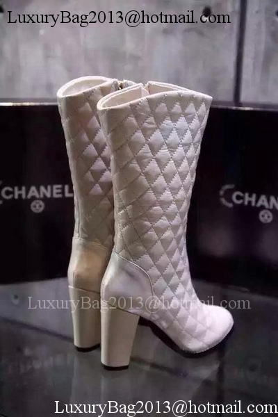 Chanel Leather Knee Boots CH1480 OffWhite