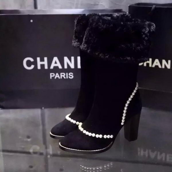 Chanel Leather Knee Boots CH1482 Black