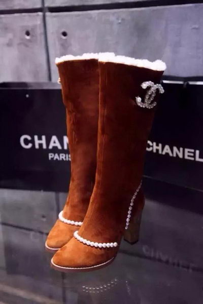 Chanel Leather Knee Boots CH1482 Brown