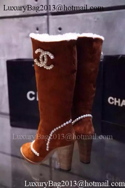 Chanel Leather Knee Boots CH1482 Brown