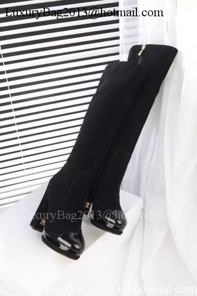 Chanel Leather Knee Boots CH1484 Black