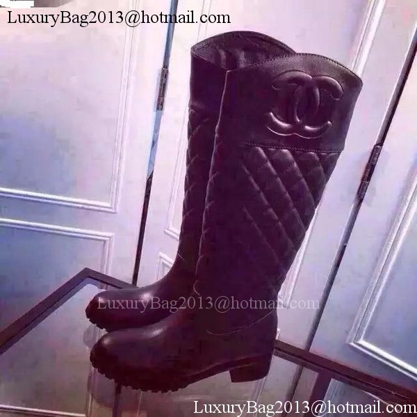 Chanel Leather Knee Boots CH1493 Black