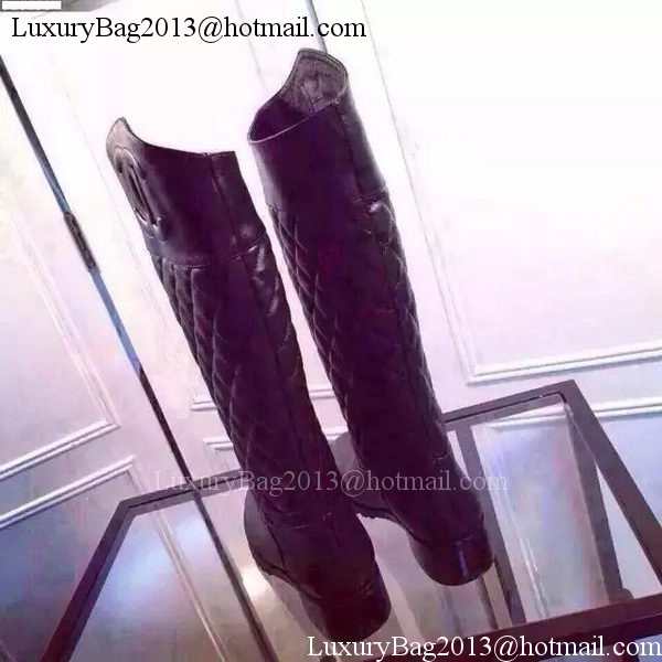 Chanel Leather Knee Boots CH1493 Black