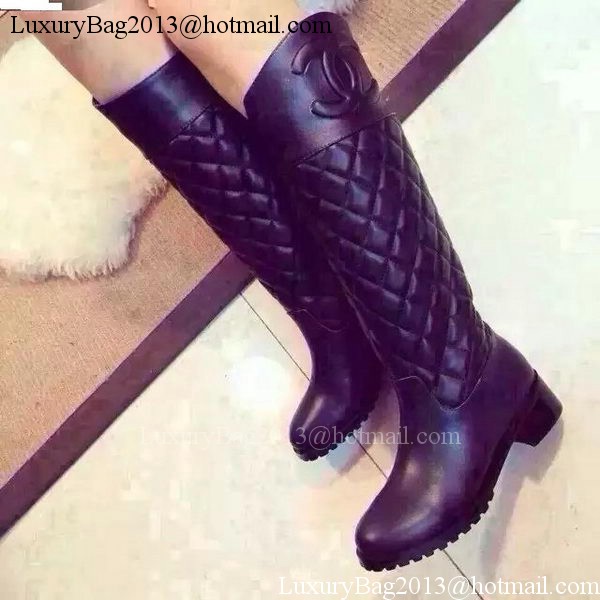 Chanel Leather Knee Boots CH1493 Black