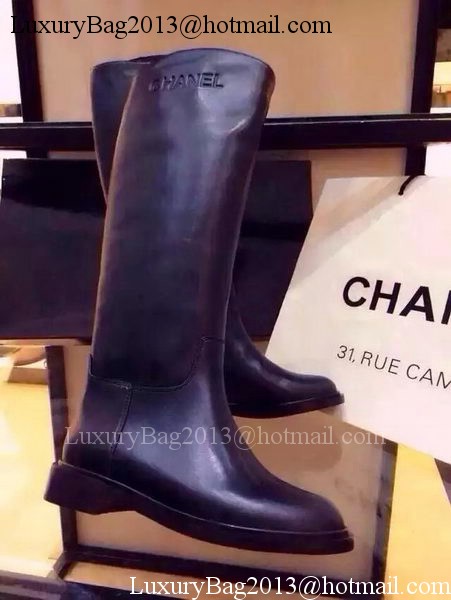 Chanel Leather Knee Boots CH1498 Black