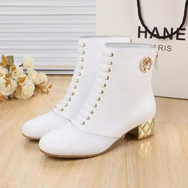 Chanel Sheepskin Leather Ankle Boot CH1407 White