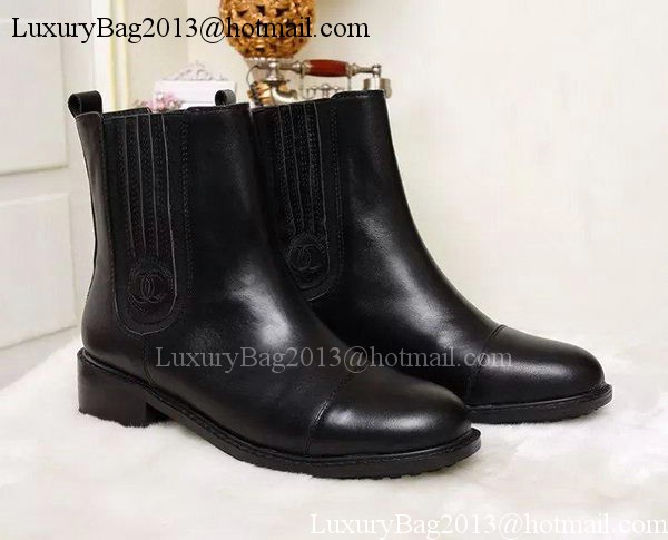 Chanel Sheepskin Leather Ankle Boot CH1415 Black