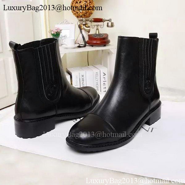 Chanel Sheepskin Leather Ankle Boot CH1415 Black