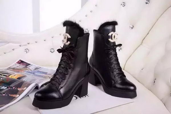 Chanel Sheepskin Leather Ankle Boot CH1492 Black