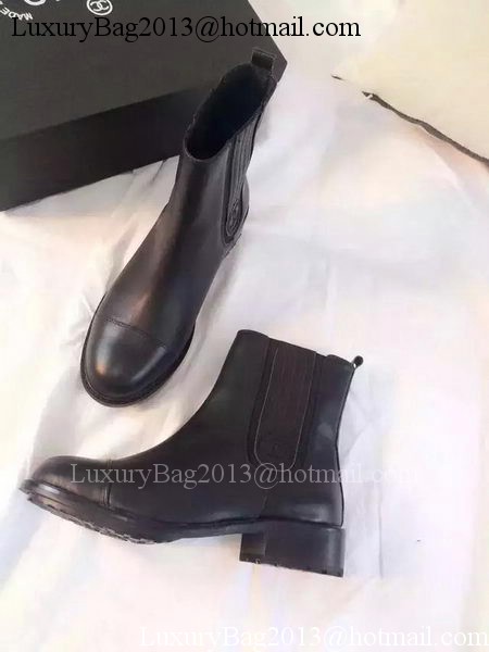 Chanel Sheepskin Leather Ankle Boot CH1494 Black