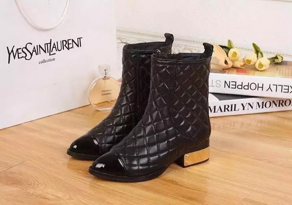 Chanel Sheepskin Leather Ankle Boot CH1496 Black
