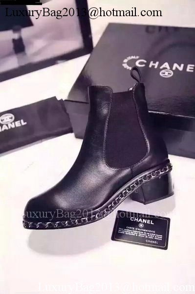 Chanel Sheepskin Leather Ankle Boot CH1497 Black