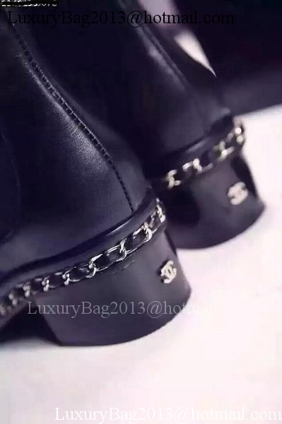 Chanel Sheepskin Leather Ankle Boot CH1497 Black