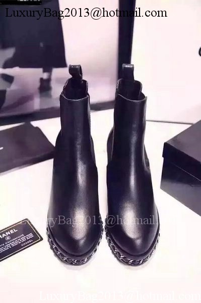 Chanel Sheepskin Leather Ankle Boot CH1497 Black