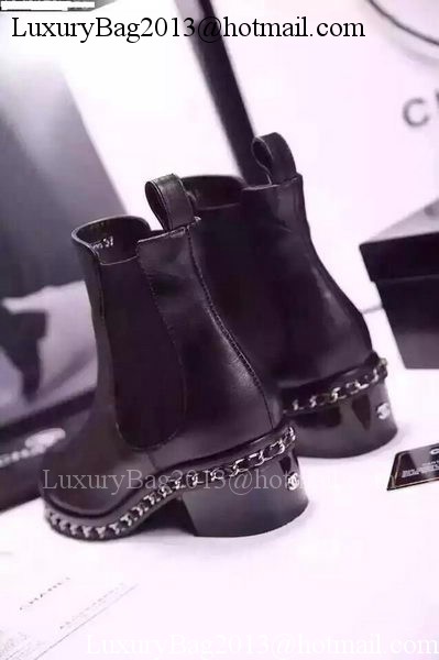 Chanel Sheepskin Leather Ankle Boot CH1497 Black